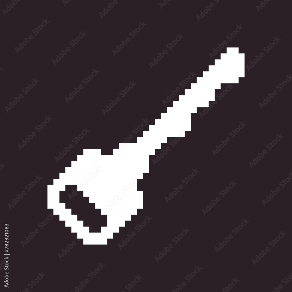 black and white simple flat 1bit vector pixel art icon of modern door key. password login security