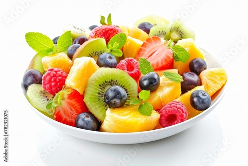 Fruit salad on white background