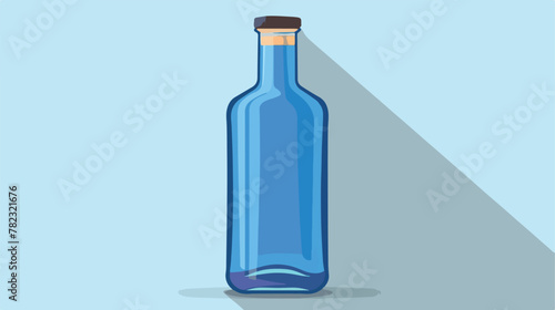 Blue glass bottle icon. Flat illustration of blue g