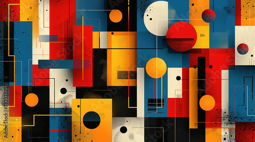 An abstract geometric background, pattern with bold colors and shapes