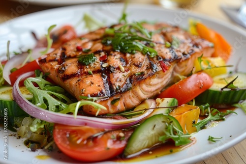 Grilled salmon and veggies salad © LimeSky