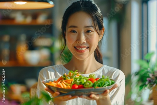 Healthy meals for young Asian woman