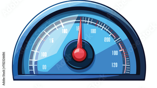Blue speedometer icon. Cartoon illustration of spee photo