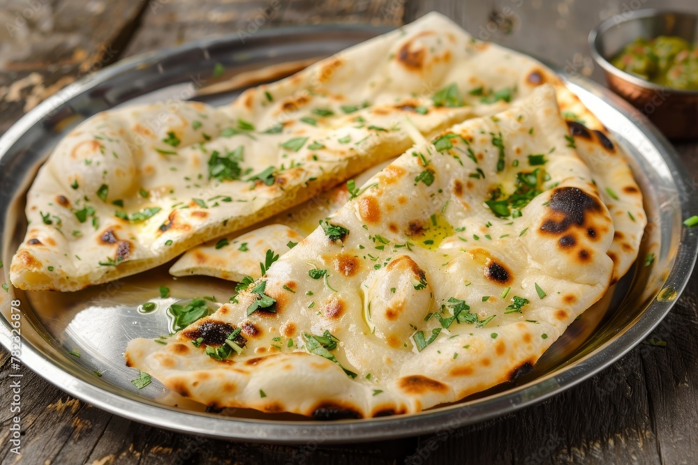 Indian bread on metal plate Indian bread on metal plate