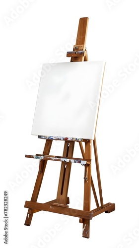 Wooden Easel with Blank Canvas Awaiting the Next Masterpiece on a White Background