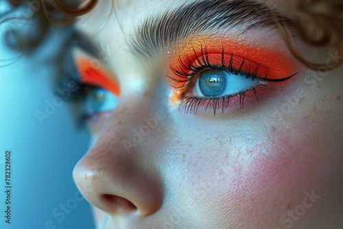Close up of womans face with bright makeup © yuliachupina