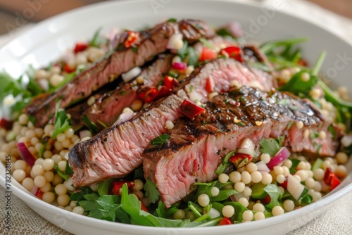 Israeli Couscous Salad with Flank Steak
