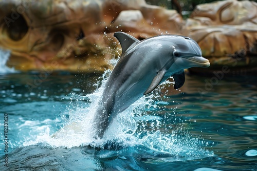 Dolphin jumping out of water