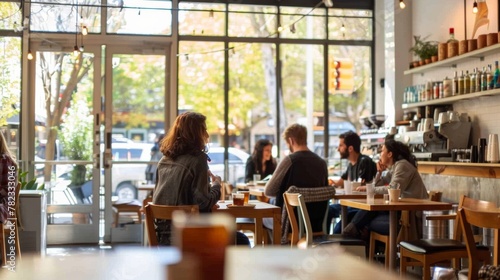 Diverse Group of Friends Enjoying a Casual Meetup at a Cozy Cafe During Daytime