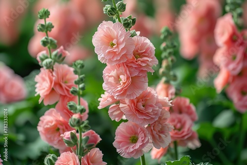 Ornamental Abstract pink flowers. Summer garden.