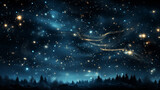 Dark Blue Sky with Stars and Fairy Magic Constellation. Abstract starry Dreamy Background 