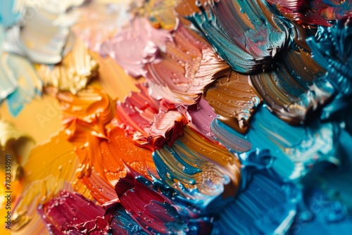 Colorful Abstract Oil Painting Texture in Artistic Close-Up