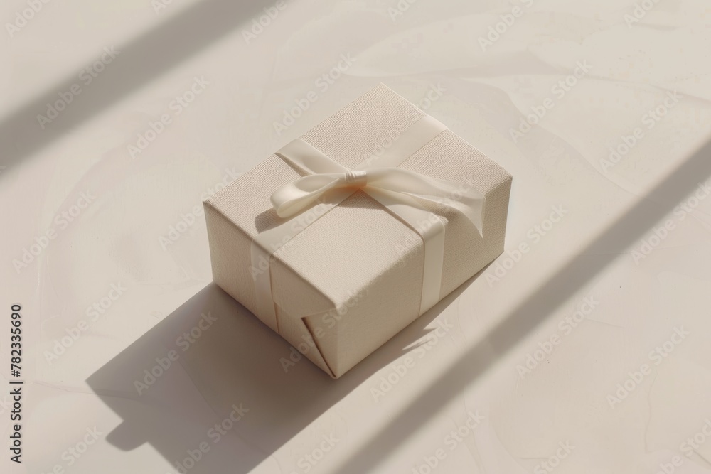 White box with bow mockup
