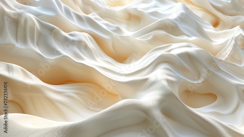  A tight shot of a white fabric wave, illuminated from above and below by yellow light