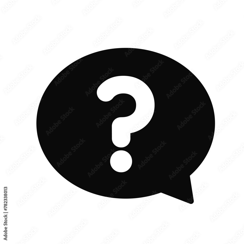 Speech message bubble with question mark. Chat bubble vector illustration. Conversation, communication, faq help concept Speech message bubble with question mark. Chat bubble vector illustration. Conversation, communication, faq help concept
