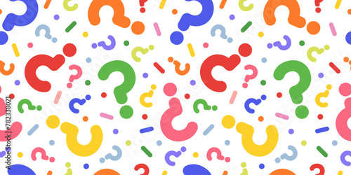 Question mark seamless pattern. Colorful abstract background. Customer service, presentation, conversation, communication, faq help concept