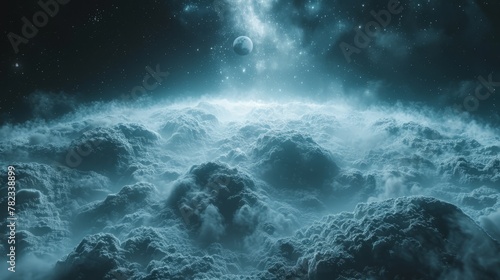  clouds, stars, and a radiant light conclude the scene