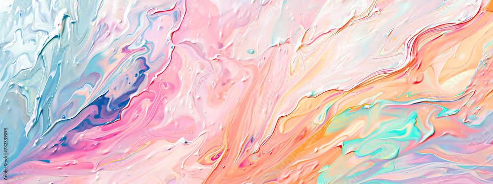 Vibrant Marbled Abstract Swirls of Pastel Colors