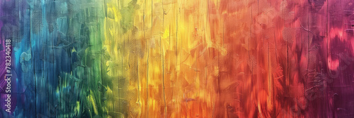 horizontal banner, LGBT Pride Month, International Day Against Homophobia, abstract rainbow background, paint texture on a wooden wall photo