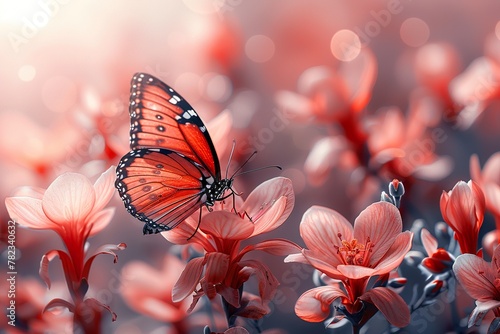 World here abstract nature spring Background spring flower and butterfly © krishnendu
