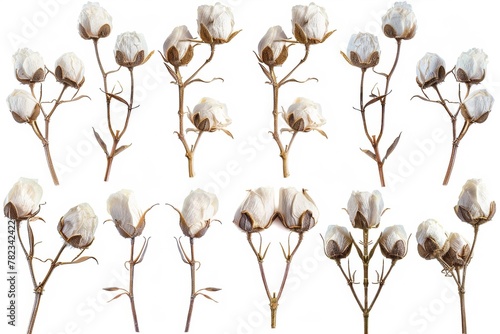 Collection of isolated dry flower buds white and delicate © LimeSky