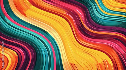 Retro chic: vibrant 70s abstract striped line background - trendy groovy design in contour comic style