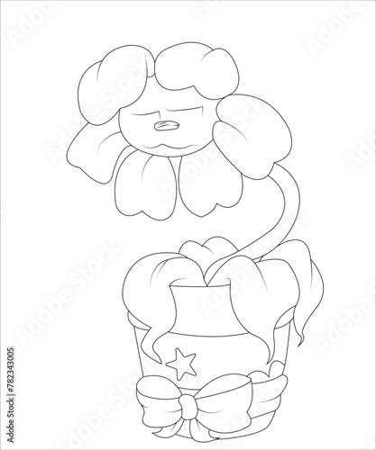 Flower coloring book page for kids