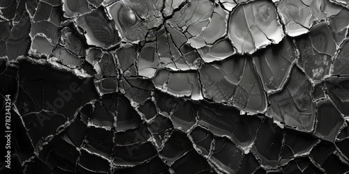 Monochrome Texture of Cracked Earth: Abstract Natural Background