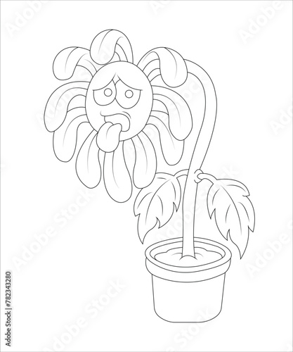 Flower coloring book page for kids