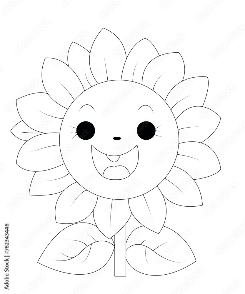 Flower coloring book page for kids