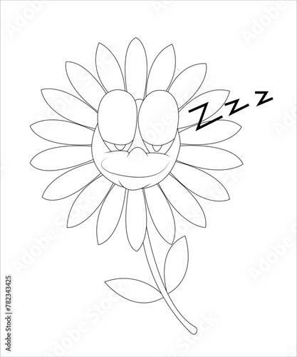 Flower coloring book page for kids