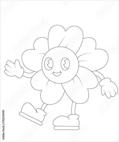 Flower coloring book page for kids