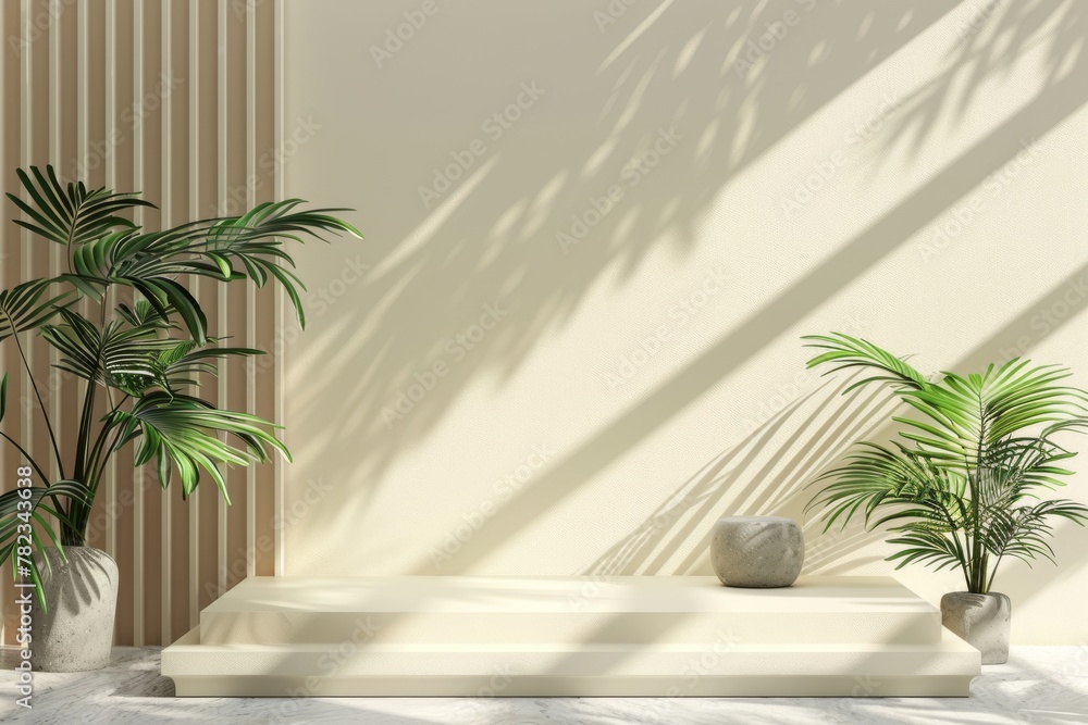 Fototapeta premium Two Plants Together on Podium