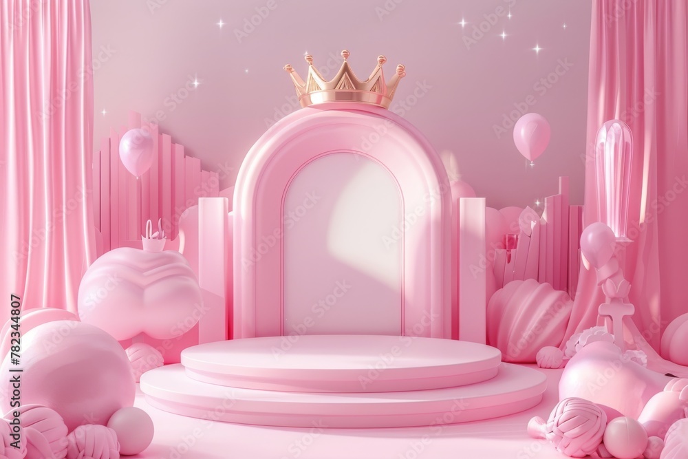 Pink Room With Large Arch and Crown Pink Room With Large Arch and Crown