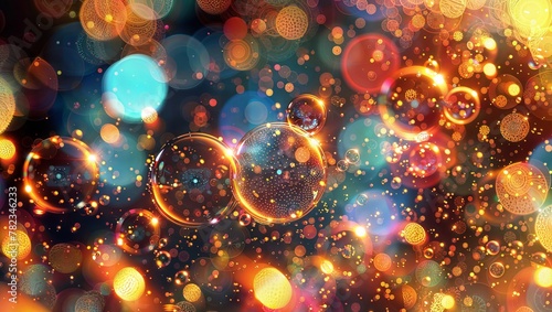 Luminous spheres: dazzling array of colorful bubbles and orbs in abstract realm photo