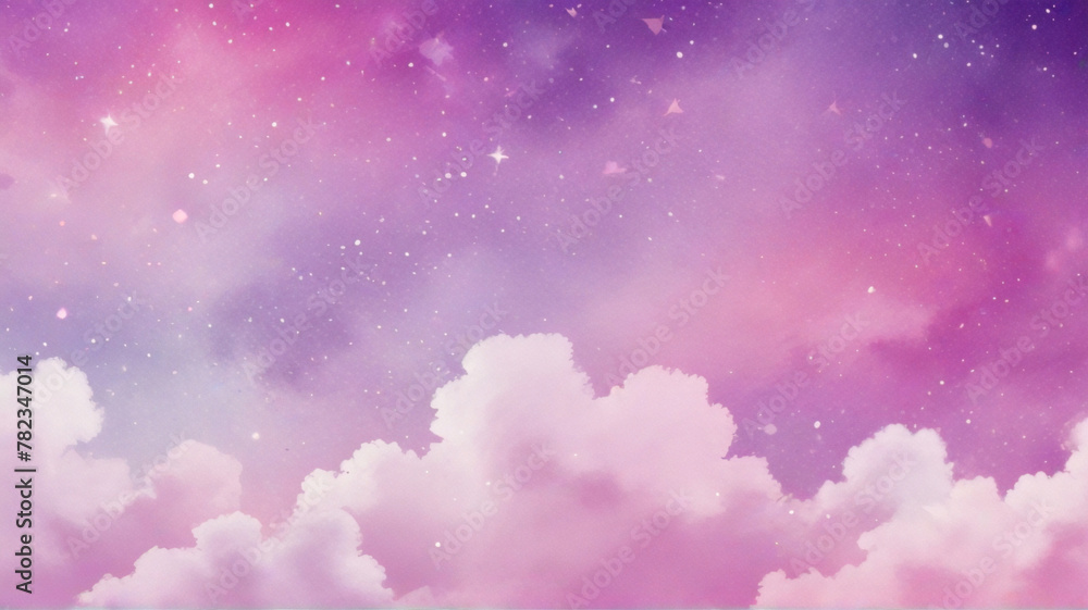 Kawaii Fantasy Pastel Colorful Sky with Clouds and Stars Background in Paper Cut and Paste Style Kawaii Fantasy Pastel Colorful Sky with Clouds and Stars Background in Paper Cut and Paste Style