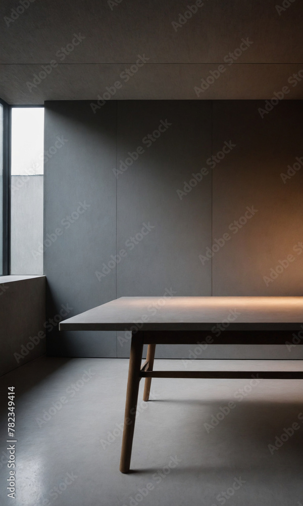 Empty table on an brutalist background for product presentation Empty table on an brutalist background for product presentation