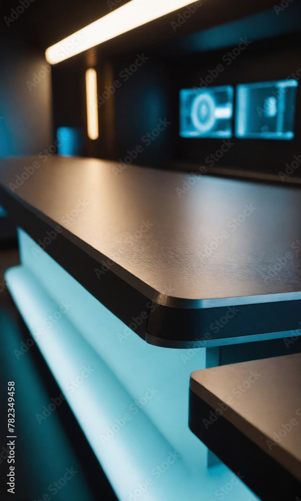 Empty table on an futuristic background for product presentation Empty table on an futuristic background for product presentation