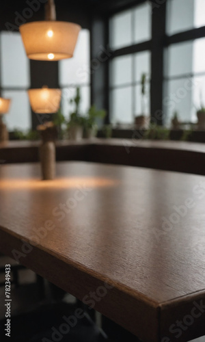 Empty table on a bar background for product presentation