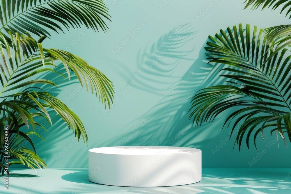 White Round Table Against Green Wall White Round Table Against Green Wall