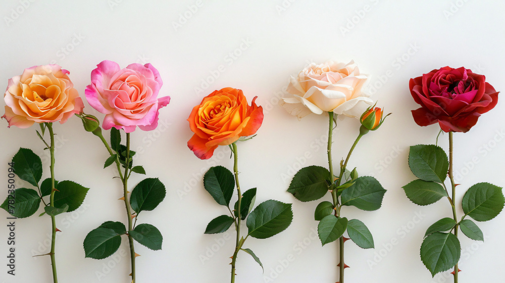 An arrangement of roses in vibrant hues