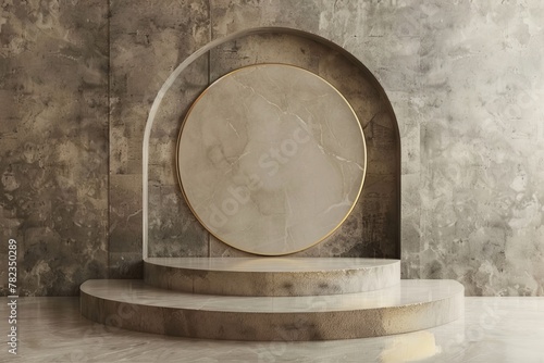 Luxurious Marble and Gold Plate on Pedestal