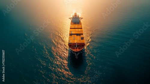 Aerial view of container cargo ship