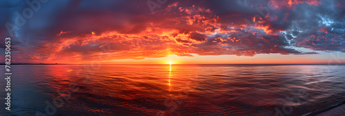 Crimson Blaze: The Sea's Sunset Symphony"