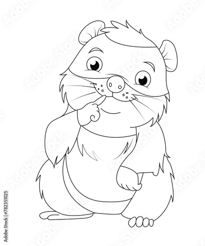 Hamster coloring book page for kids