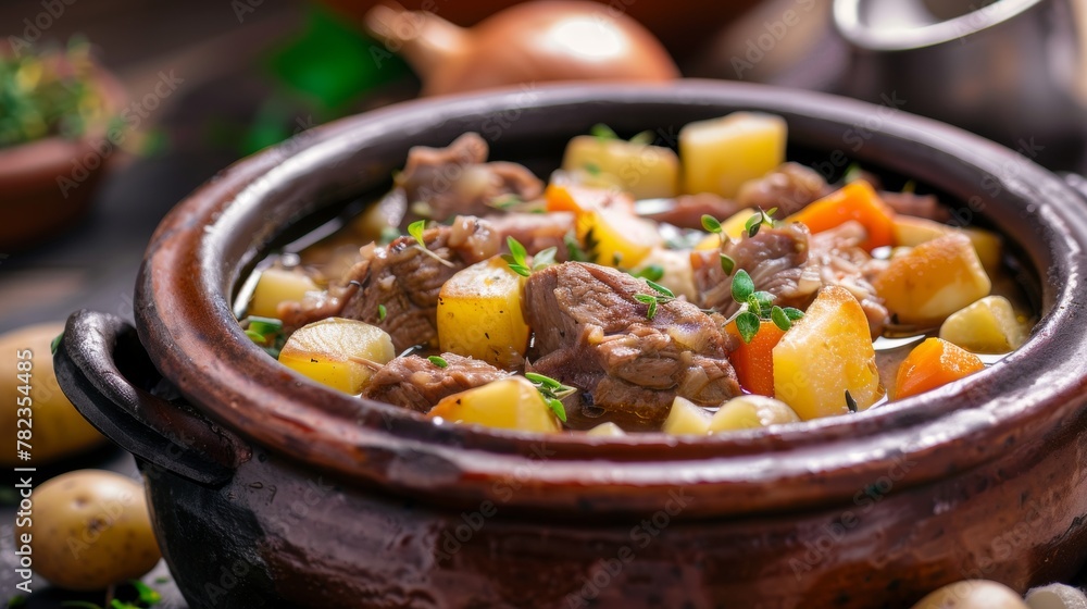 Irish cuisine, Irish stew is made from the tenderest lamb with potatoes and onions. Irish cuisine, Irish stew is made from the tenderest lamb with potatoes and onions.