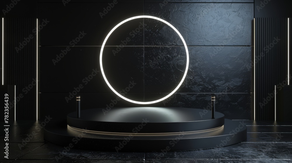 Round Mirror on Black Table