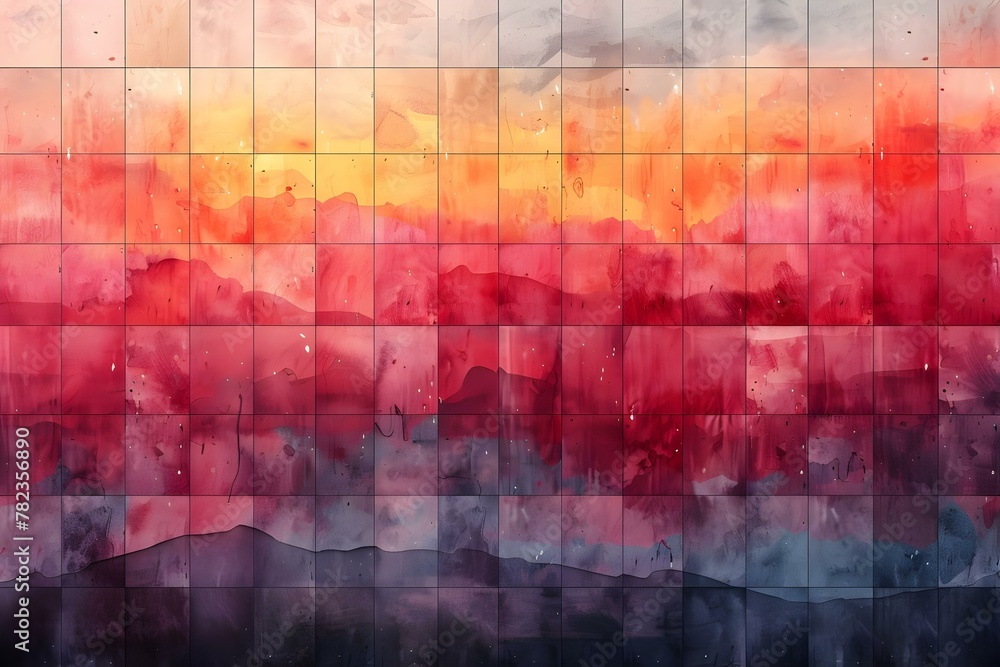 Techno-Watercolor Horizon: Professional Abstract Background. Concept Abstract Art, Watercolor Technique, Techno Vibe, Horizon Theme, Professional Backgrounds