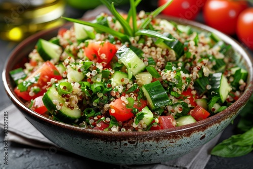 Quinoa salad with fresh vegetables Healthy concept