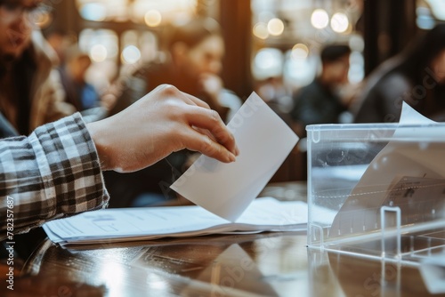 Voter casting a ballot at a polling station